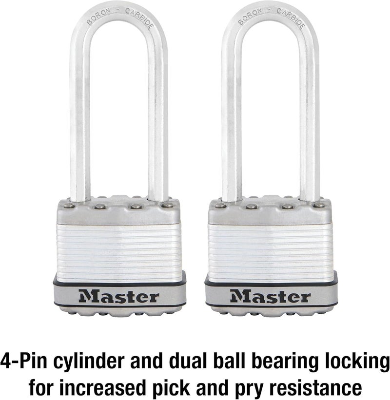 MasterLock M1XTLJ Magnum Heavy Duty Padlock with Key, 2 Pack Keyed-Alike - Image 4